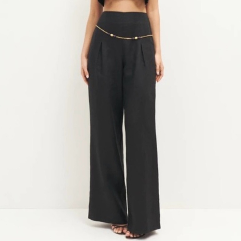 NWT Reformation Cleo Linen Pant Size: 6 Petites Color: Black